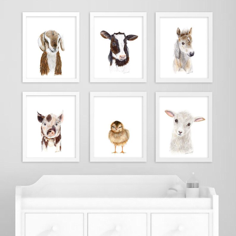 Baby Chick Nursery Wall Art, Farmhouse Chicken Watercolor Print image 7