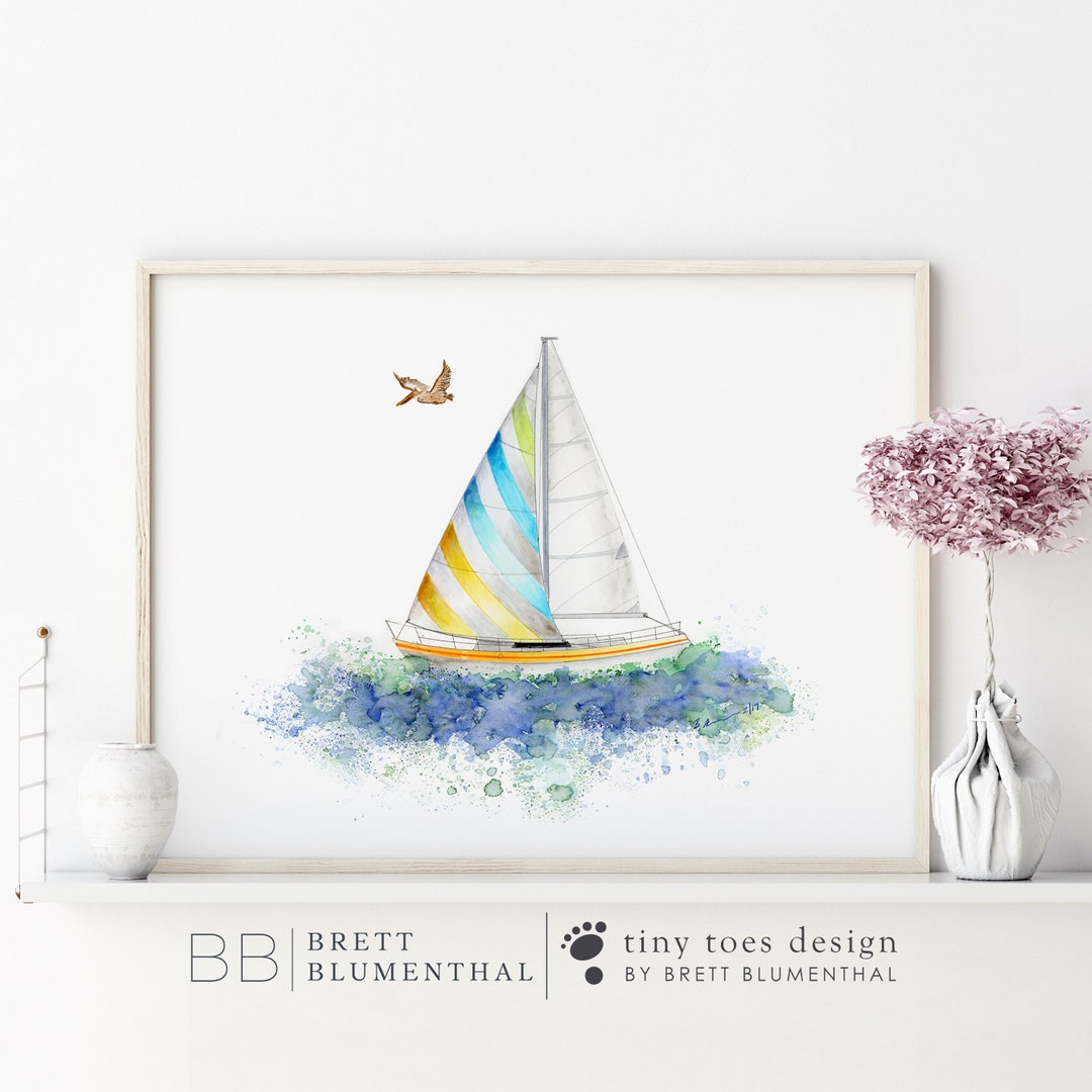 Sailboat Painting - Nautical Nursery Decor - Transportation Wall Art ...