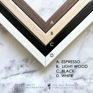 a collection of framed artworks, each with a different color and wood type, arranged in a visually appealing manner.