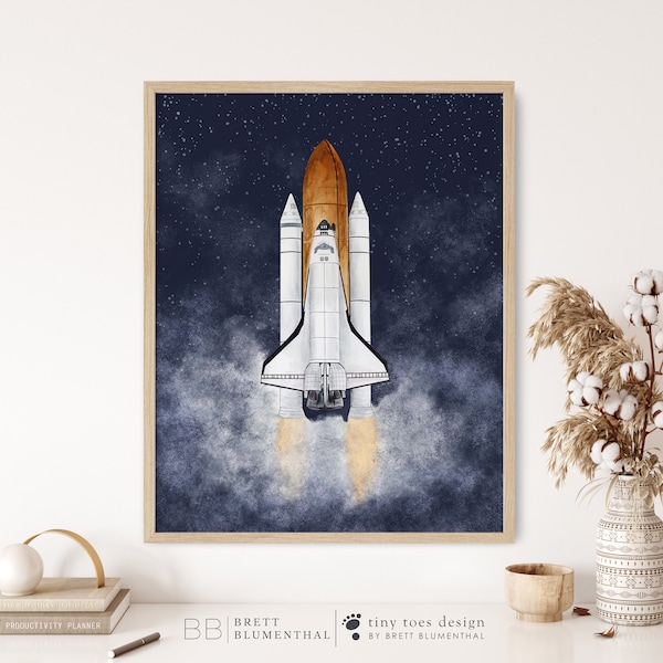 Space Shuttle Print, Astronaut Art, Outer Space Decor, NASA Space Shuttle Poster, Space Poster, Rocket Art, Nursery Wall Art, Kids Decor