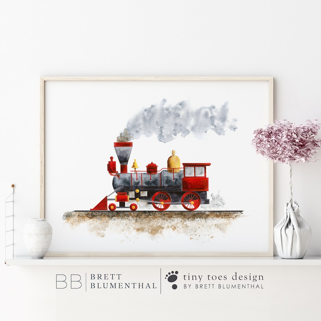Train Art Print - Transportation Nursery Decor - Boy Wall Art - Train ...
