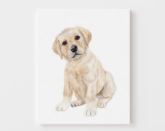 Yellow Lab Watercolor Nursery Art | Adorable Puppy Print for Kids | Cute Dog-Themed Decor | Canvas, Framed or Paper Print