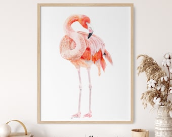 Flamingo Watercolor, Flamingo Nursery Decor, Pink Flamingo Print, Flamingo Wall Art, Flamingo Art Print, Girl Room Decor, Tropical Bird Art