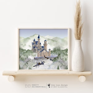 Es war einmal, Schloss Kinderzimmer Druck, Prinzessin Kinderzimmer Kunst, Disney Schloss, Märchen Mädchenzimmer Dekor, Schloss Aquarell, magische Wandkunst
