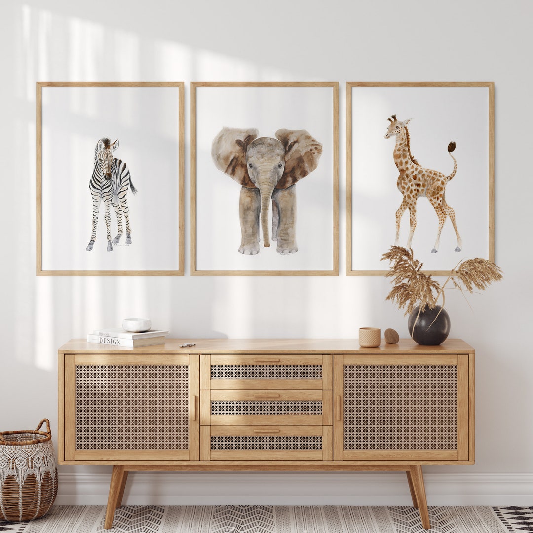 Safari Nursery Decor, Baby Animal Prints, Set of 3, Nursery Prints ...