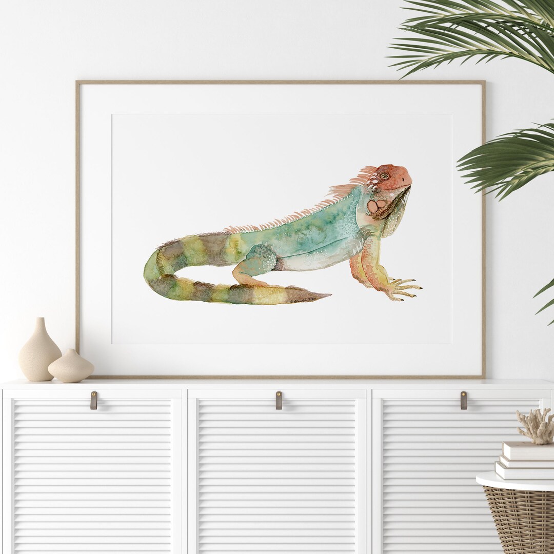 Iguana Watercolor Print Jungle Nursery Art Rainforest Animal - Etsy