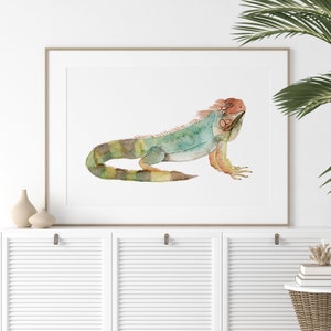 Iguana Watercolor Print, Jungle Nursery Art, Rainforest Animal Wall Art, Jungle Nursery Decor, Iguana Wall Art, Jungle Animal Print, Reptile