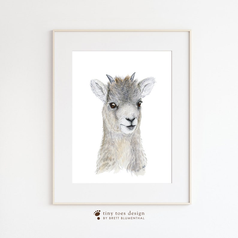 Baby Sheep Print, Lamb Nursery Art, Watercolor Lamb, Bighorn Sheep Art, Mountain Sheep Wall Art, Big Horn Baby Sheep, Desert Nursery Decor image 4