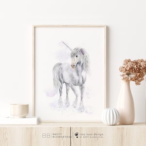 Unicorn Art Print - Watercolor Unicorn Painting - Unicorn Nursery Decor - Kids Wall Art - Unicorn Decor - Girls Room Decor - Fantasy Art