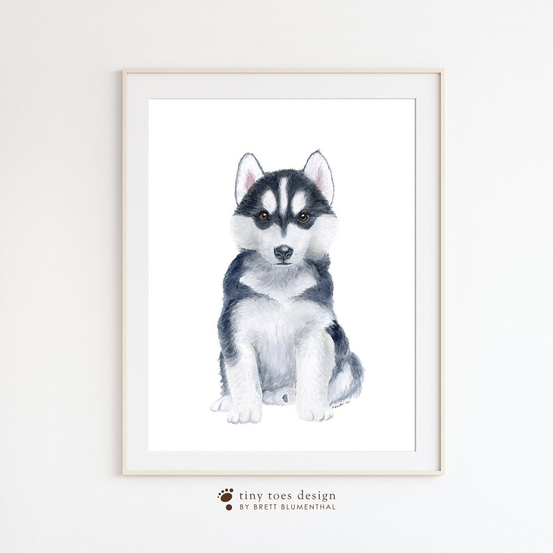 Puppy Nursery Art Siberian Husky Pup Puppy Watercolor Print Etsy