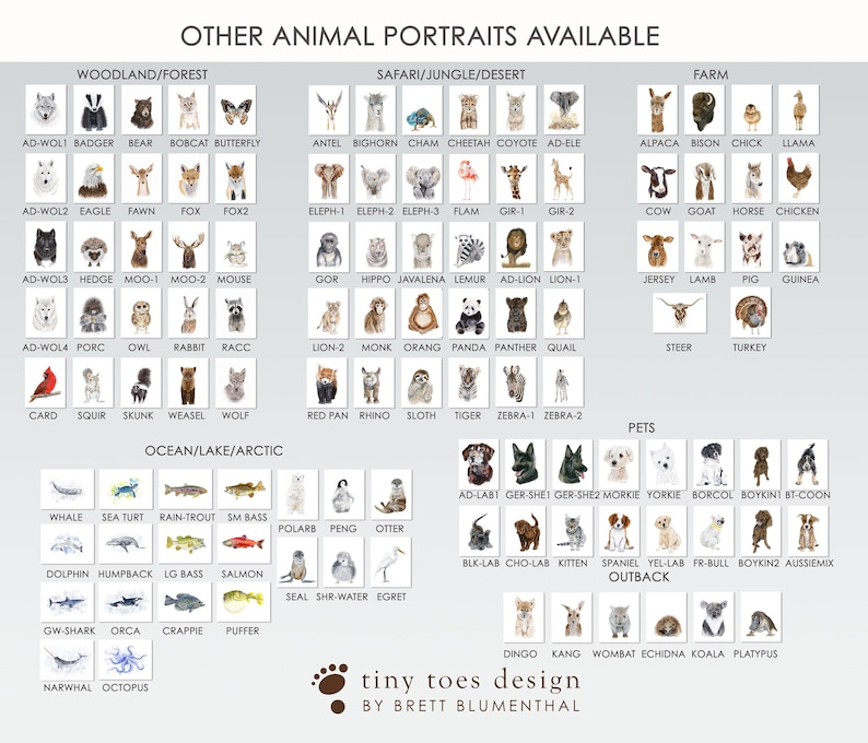 Farm Animal Print Set of 6, Choose Animals for Nursery Wall Art image 5