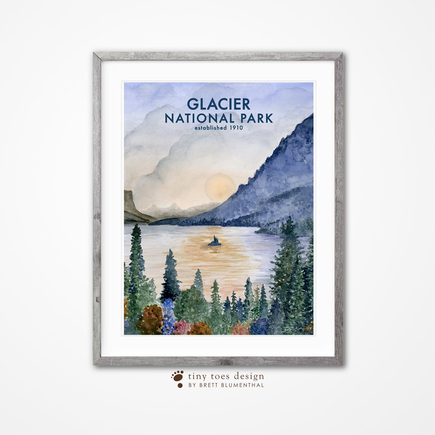 Glacier National Park 1910 Sunset Landscape Beautiful Sticker Decal Great Travel