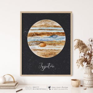 Jupiter Watercolor, Planet Jupiter Art, Jupiter Print, Astronomy Poster, Space Nursery Decor, Astronomy Gift, Kids Room Decor, Jupiter