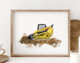 Skidsteer Wall Art, Boy Nursery Decor, Construction Truck Print, Kids Room Decor, Big Boy Room, Skid Steer Print, Construction Decor