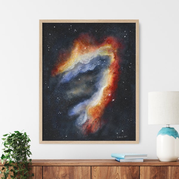 Omega Nebula Painting, Space Art, Galaxy Watercolor Print, Starry Sky Poster, Space Decor, Universe Wall Art, Astronomy Wall Art, Space Gift