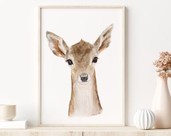 Decoración de habitación de bebé con ciervos / Arte de animales del bosque para bebés / Decoración de habitación de bebé de género neutro / Arte de habitación de bebé niña / Decoración de bebé niño / Bambi