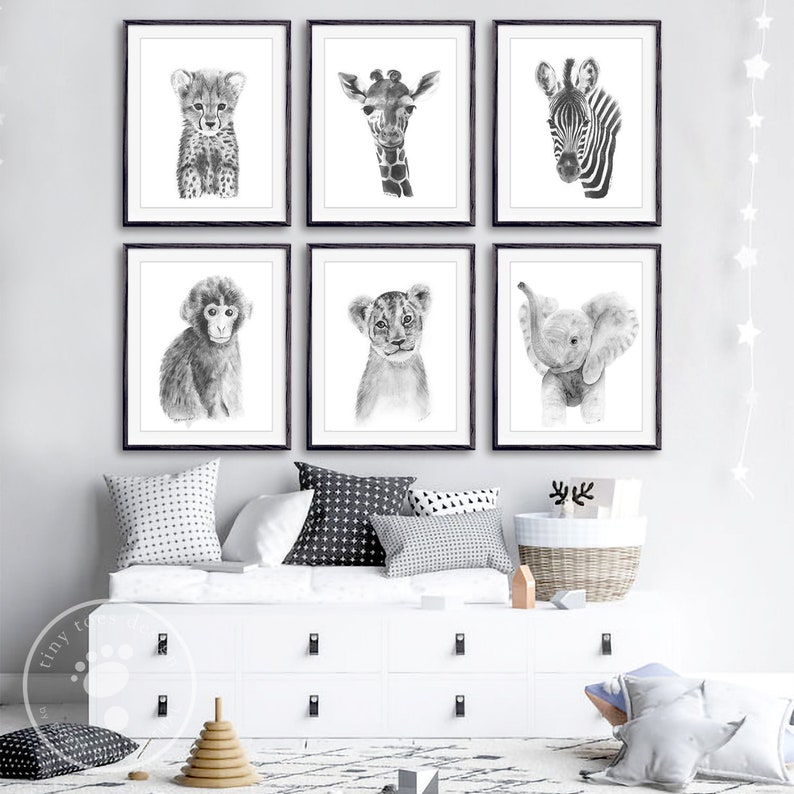 Safari Nursery Decor Black and White Safari Animals