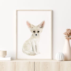 Fennek Fuchs Kinderzimmer Druck, Aquarell Safari Wandkunst Bild 2