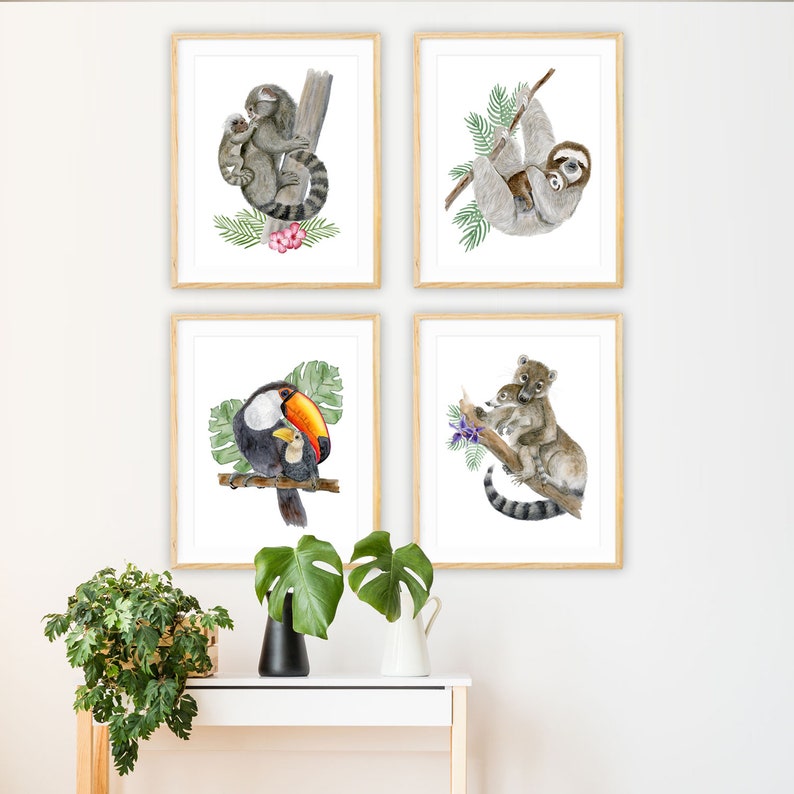 Toucan Watercolor, Toucan Bird Print, Jungle Nursery Art, Rainforest Animals, Bird Painting, Rainforest Bird Art, Orange, Red, Yellow image 6