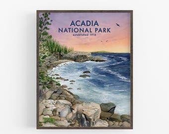 Acadia National Park Wall Art, Bar Harbor Maine Coastal Print