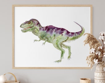 Dinosaur Art, Tyrannosaurus Rex Print, T-Rex Art Print, Dinosaur Watercolor, Dinosaur Room Decor, Dinosaur Nursery, Playroom Wall Art, Gift