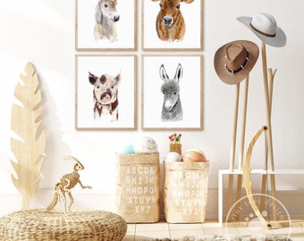 Farm Animal Nursery Wall Art Set of 4, Choose Your Animals