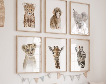 Baby Animal Prints, Gender Neutral Nursery Decor, Safari Nursery Prints, Safari Animal Art, Baby Room Decor, Kids Art, Jungle Animals