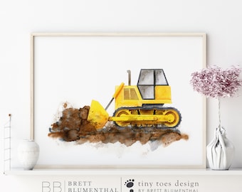 Boy Nursery Decor - Bulldozer Wall Art - Construction Truck Print - Kids Room Decor - Construction Nursery - Bulldozer Print - Baby Boy Room