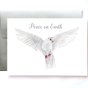 Dove kerstkaarten - vrede op aarde kerstkaartenset - seizoensgebonden wenskaarten - nieuwjaarskaarten - aquarel briefpapier - vredesduif