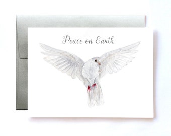 Hanukkah Cards - Peace on Earth Cards - Holiday Greeting Card Set - Seasonal Greeting Cards - New Year's Cards - Watercolor - Peace Dove