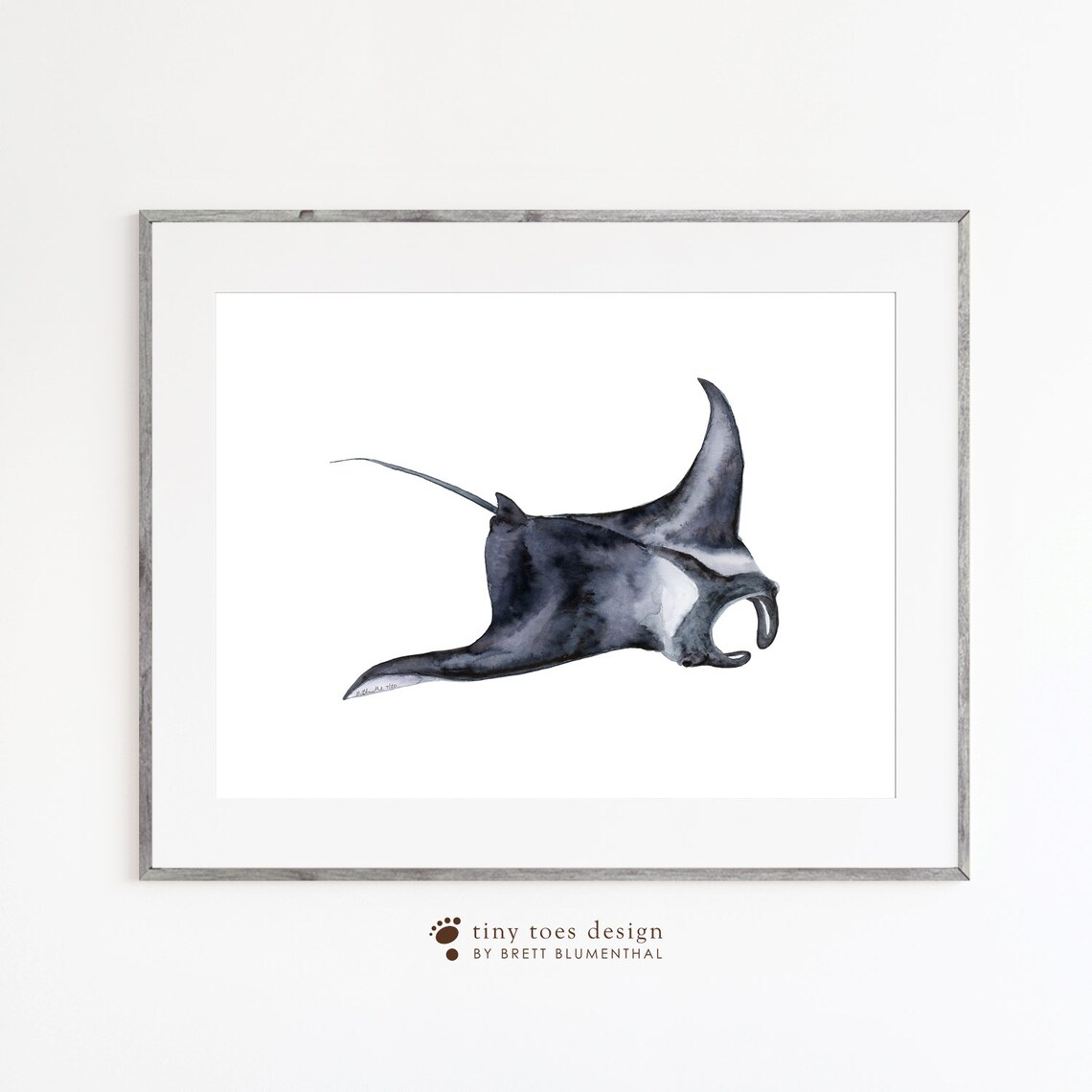 Manta Ray Watercolor Ocean Animal Print Manta Ray Wall Art | Etsy
