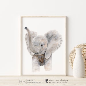 Elephant Print, Baby Elephant Nursery Art, Elephant Watercolor, Safari Animal Nursery Print, Elephant Painting, Safari Nursery Decor