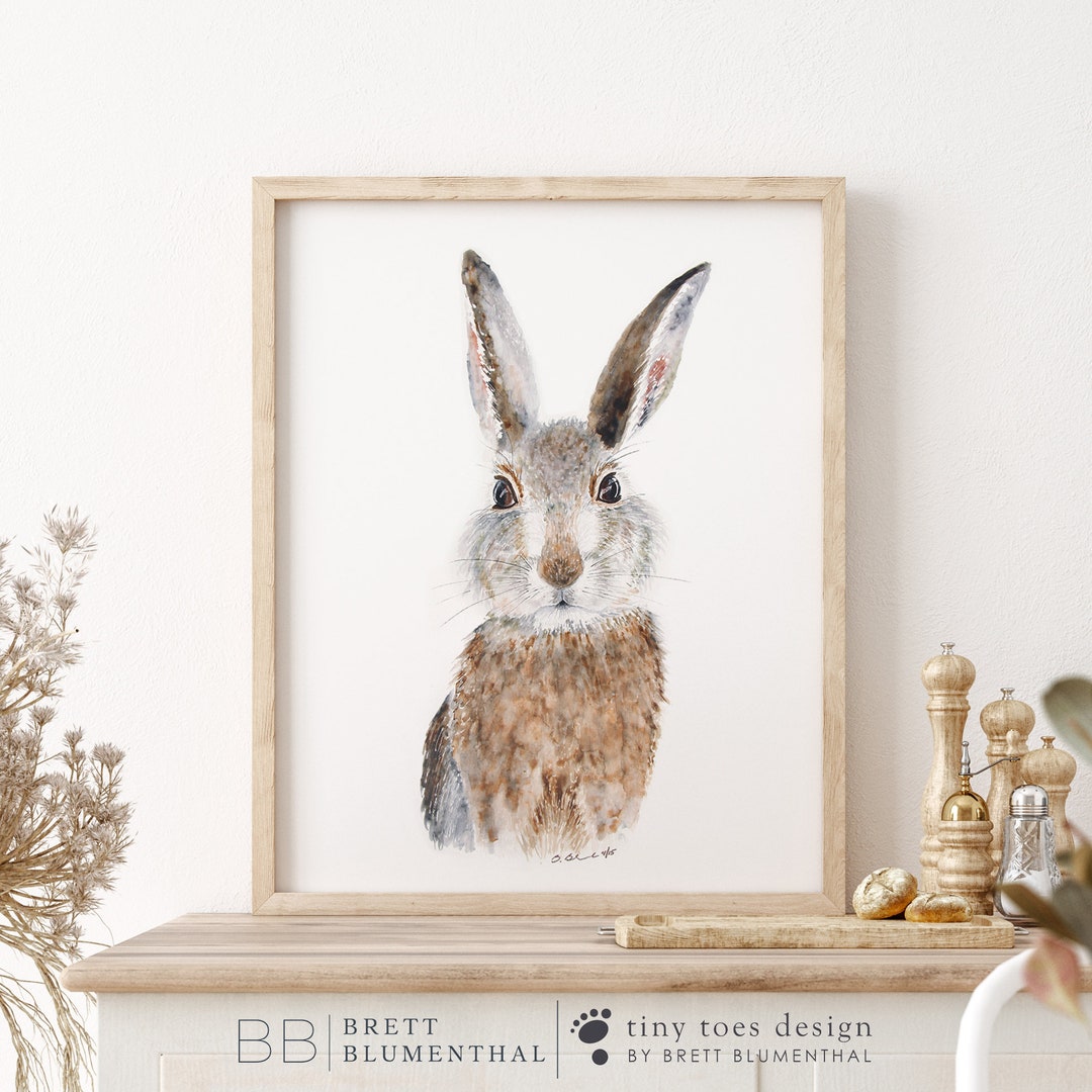 Bunny Rabbit Nursery Decor, Woodland Nursery Picture, Bunny Nursery