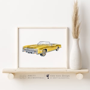 Classic Car Poster, Vintage Car Print, Baby Boy Room Decor, Retro Car Art, Car Nursery Art, Gift for Him, Muscle Car Illustration