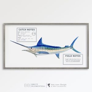 Custom Marlin Mount Print, Marlin Painting, Fishing Gift, Marlin Memorabilia, Fishing Log Gift, Blue Marlin Print, Fish Mount, Gift for Dad