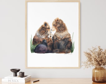 Bear Family Print, Woodland Nursery Art, Bear Watercolor, Bear Nursery, Woodland Painting, Woodland Animal Baby Art, Childrens Wall Art
