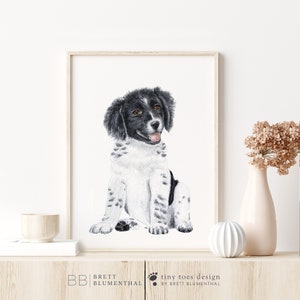 Border Collie Puppy Print, Puppy Nursery Decor, Puppy Watercolor, Herding Dog, Farm Dog Puppy Art, Dog Painting, Pet Portrait Art, Baby Gift