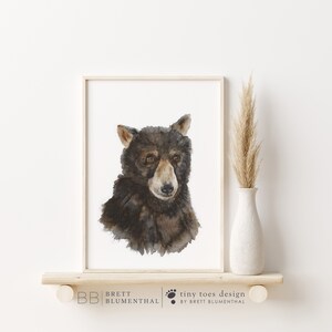 Baby Bear Art, Woodland Nursery Print, Bear Watercolor Print, Bear Cub Woodland Nursery Decor, Bear Cub Gift, Brown Bear, Woodland Animal