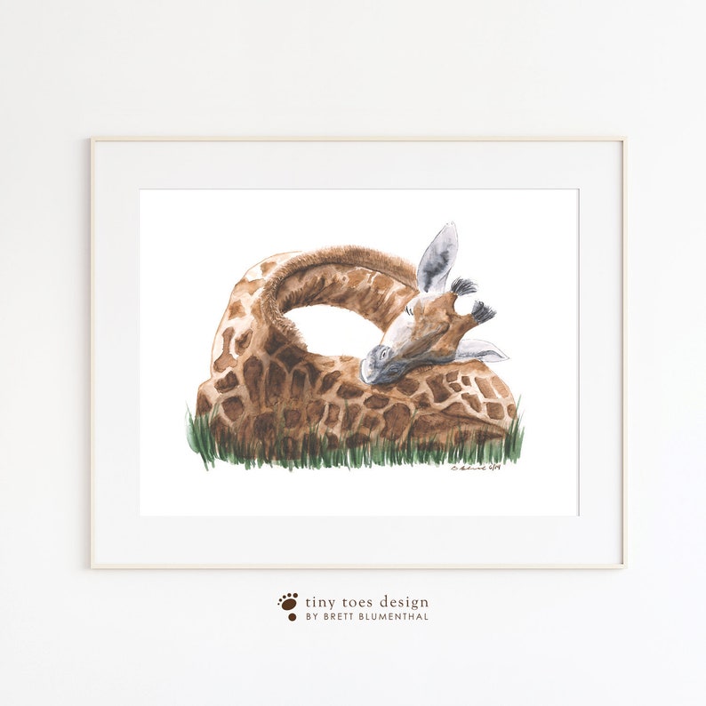 Giraffe Art Print Giraffe Nursery Art Wall Art Baby Room Decor Safari Nursery Decor Sleeping Giraffe Watercolor Safari Baby Animal