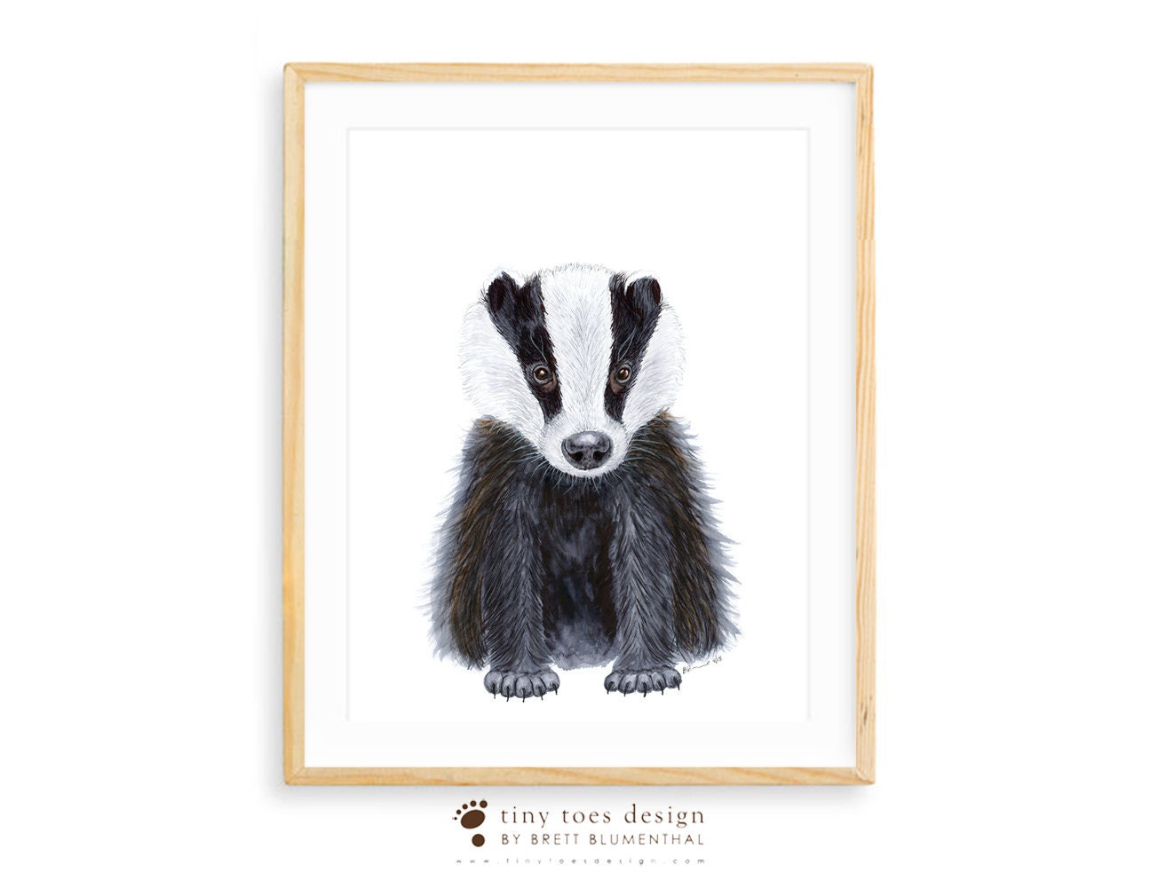 Floral Flower Plant Design Badger in Floral Wreath Art Print Illustrated Badger Gift Illustration Garden Home Wall Decor Nursery
