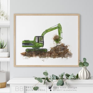 Excavator Wall Art - Construction Nursery Art - Toddler Room Decor - Truck Print - Kids Playroom Art - Nursery Print - Construction Digger
