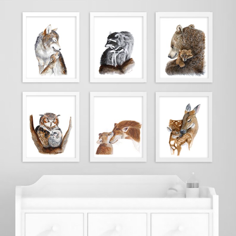 Bear Nursery Art Woodland Animal Painting for Nursery Mama Etsy
