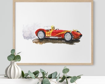 Vintage Rennauto Jungenzimmer Wandkunst, Transport Kinderzimmer Druck