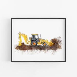 Backhoe Boys Room Decor, Construction Truck Nursery Wall Art, Toddler Playroom