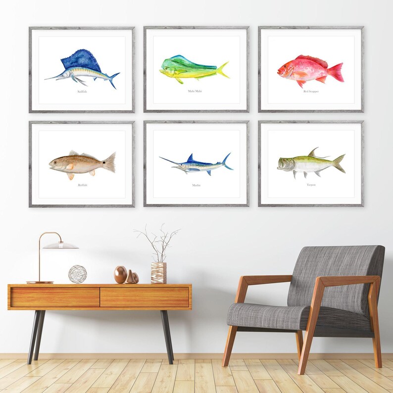 Sailfish Watercolor Print, Fish Wall Art, Deep Sea Fishing Decor image 6