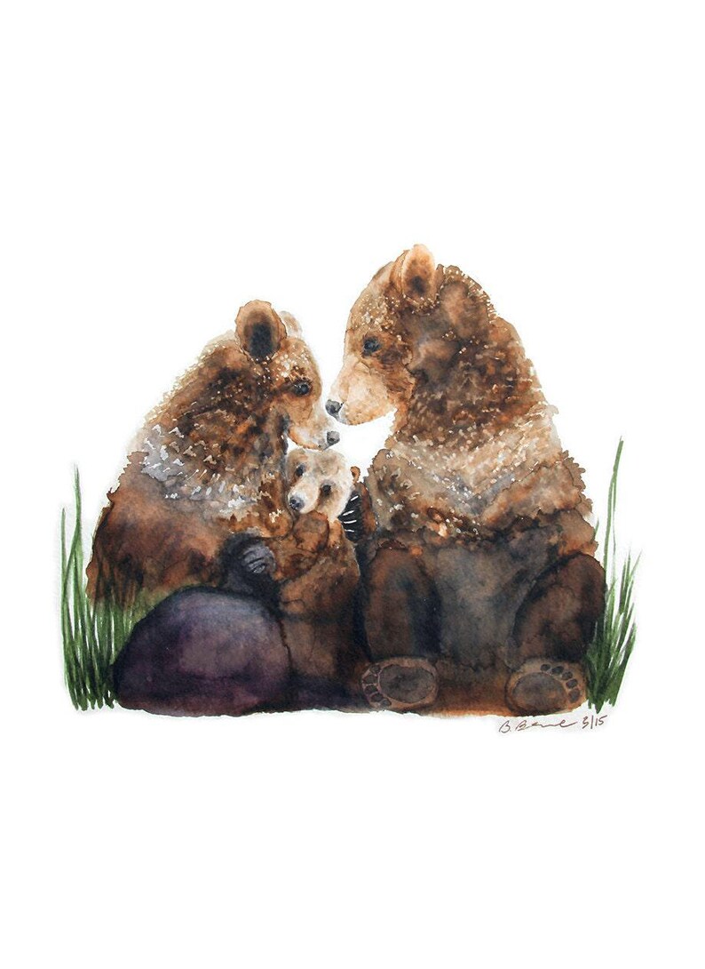 Woodland Animal Family Print Set of 6, Nursery Wall Art image 3