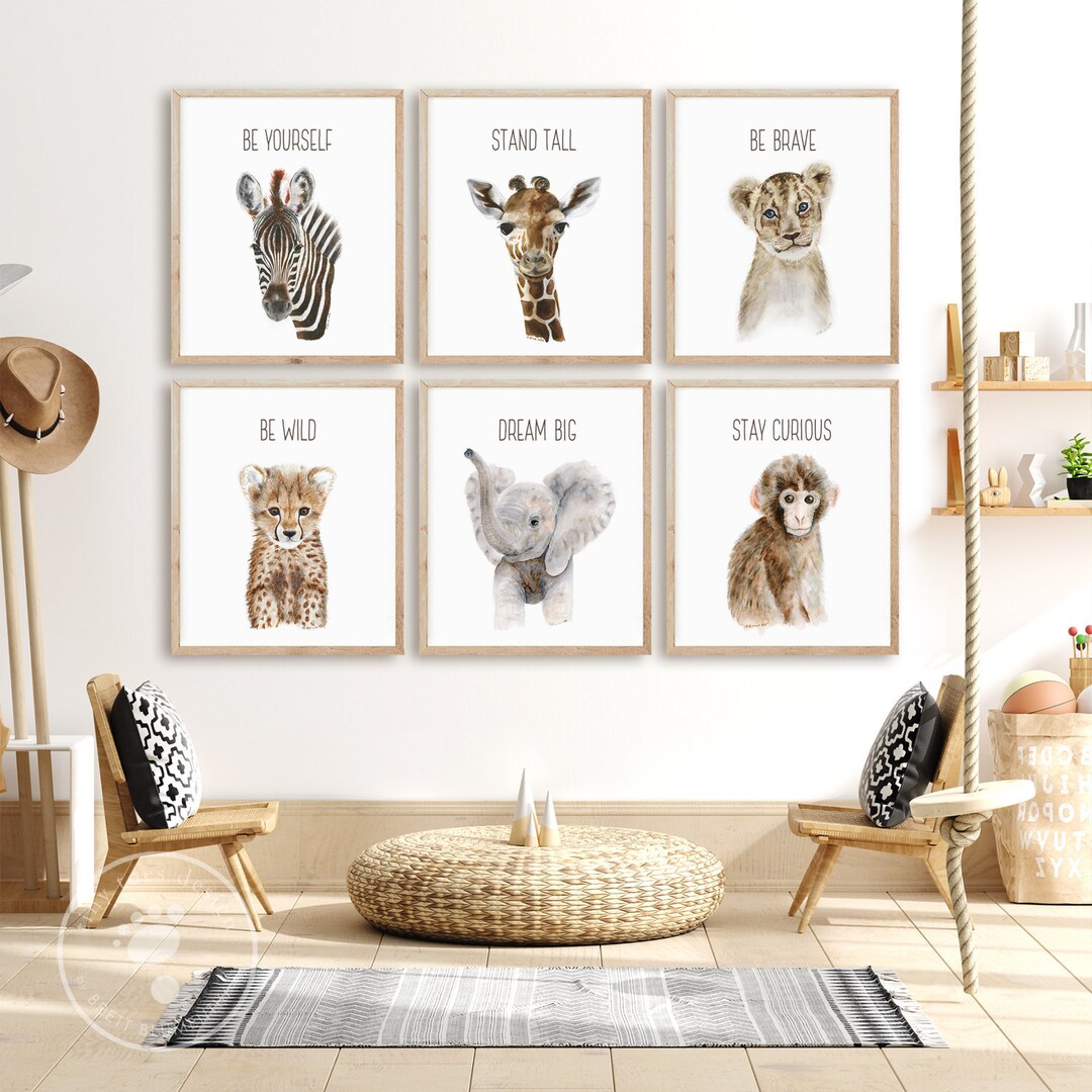 Safari Nursery Decor Set, Quote Nursery Prints, Baby Animal Nursery Art ...