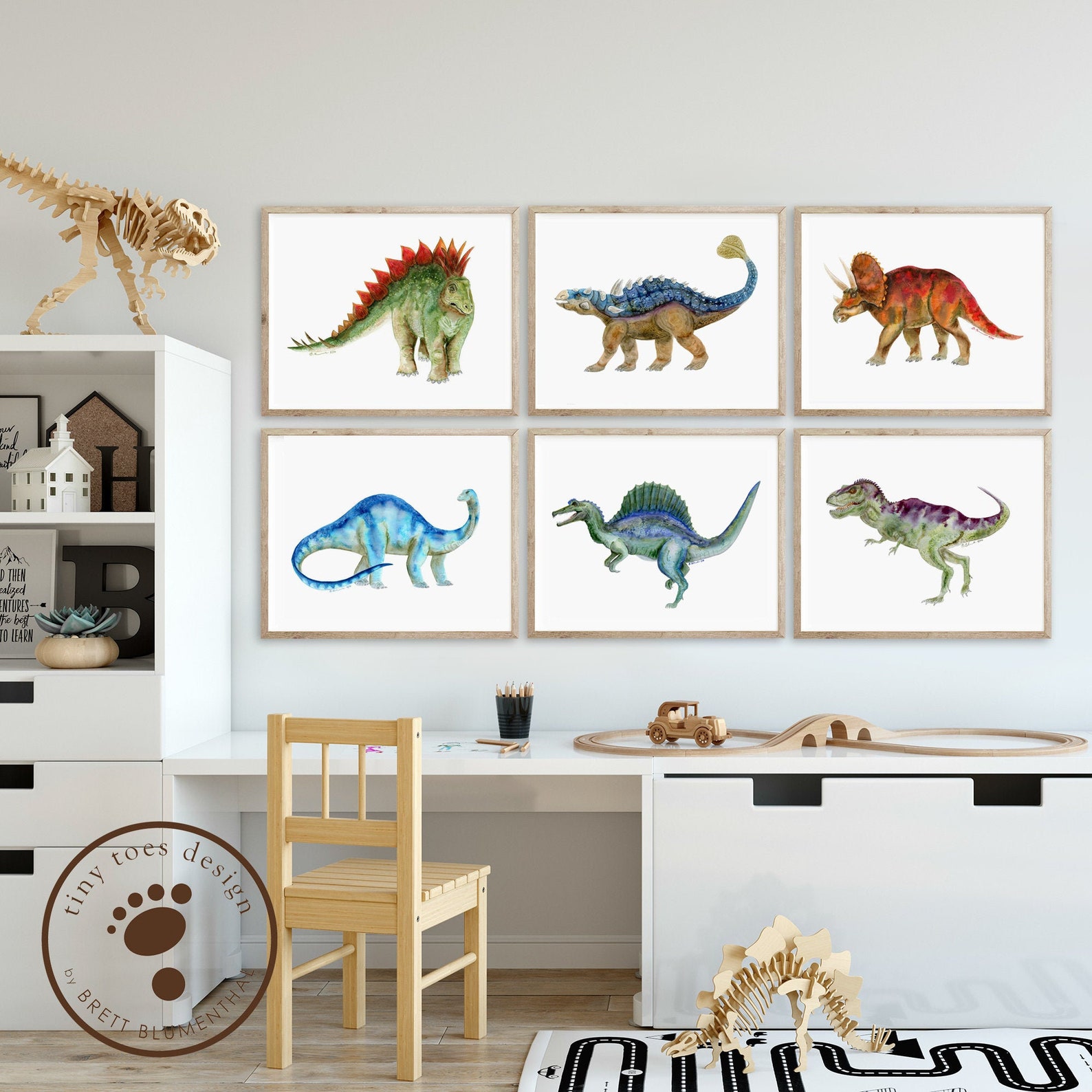 Dinosaur Prints Dinosaur Wall Art Kids Dinosaur Print Set of | Etsy