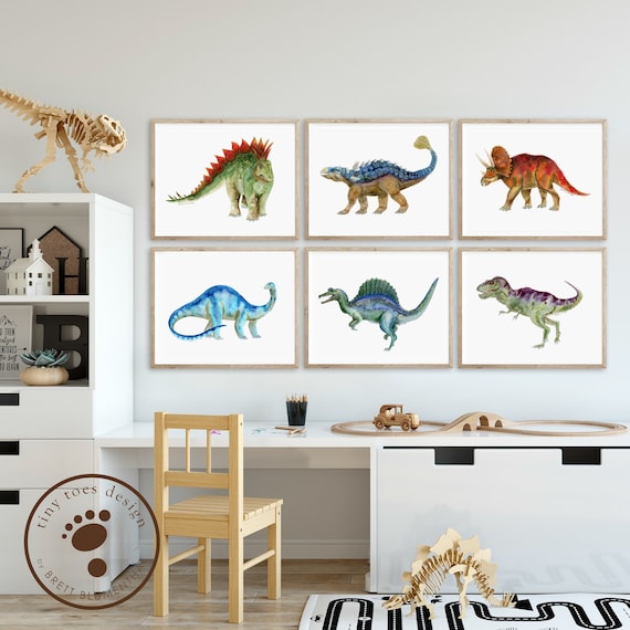 Dinosaur Wall Cutouts - 6 Piece Set Of Realistic Dino Decor For Birthday Parties & Kids Rooms