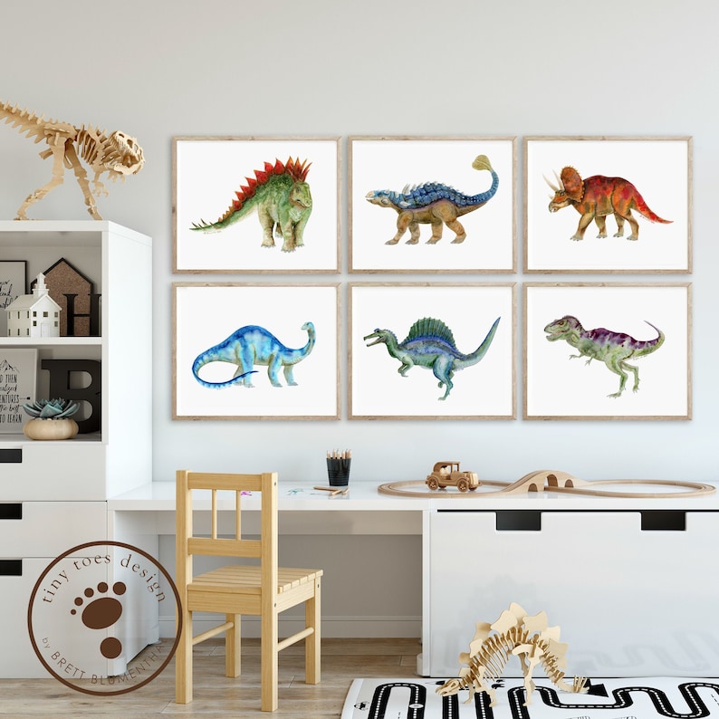 Dinosaur Prints Dinosaur Wall Art Kids Dinosaur Print Set of Etsy
